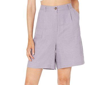 The Drop Women's Millie Loose-Fit Pleated Long Linen Walk Short